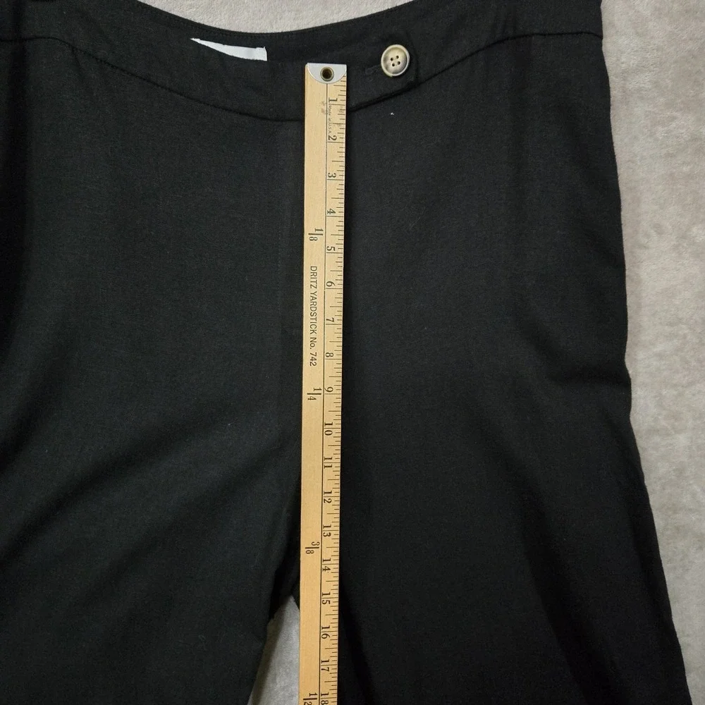 H&M Linen Blend Wide Leg‎ Cropped Pants Womens 18 Black Minimalist Lagenlook
